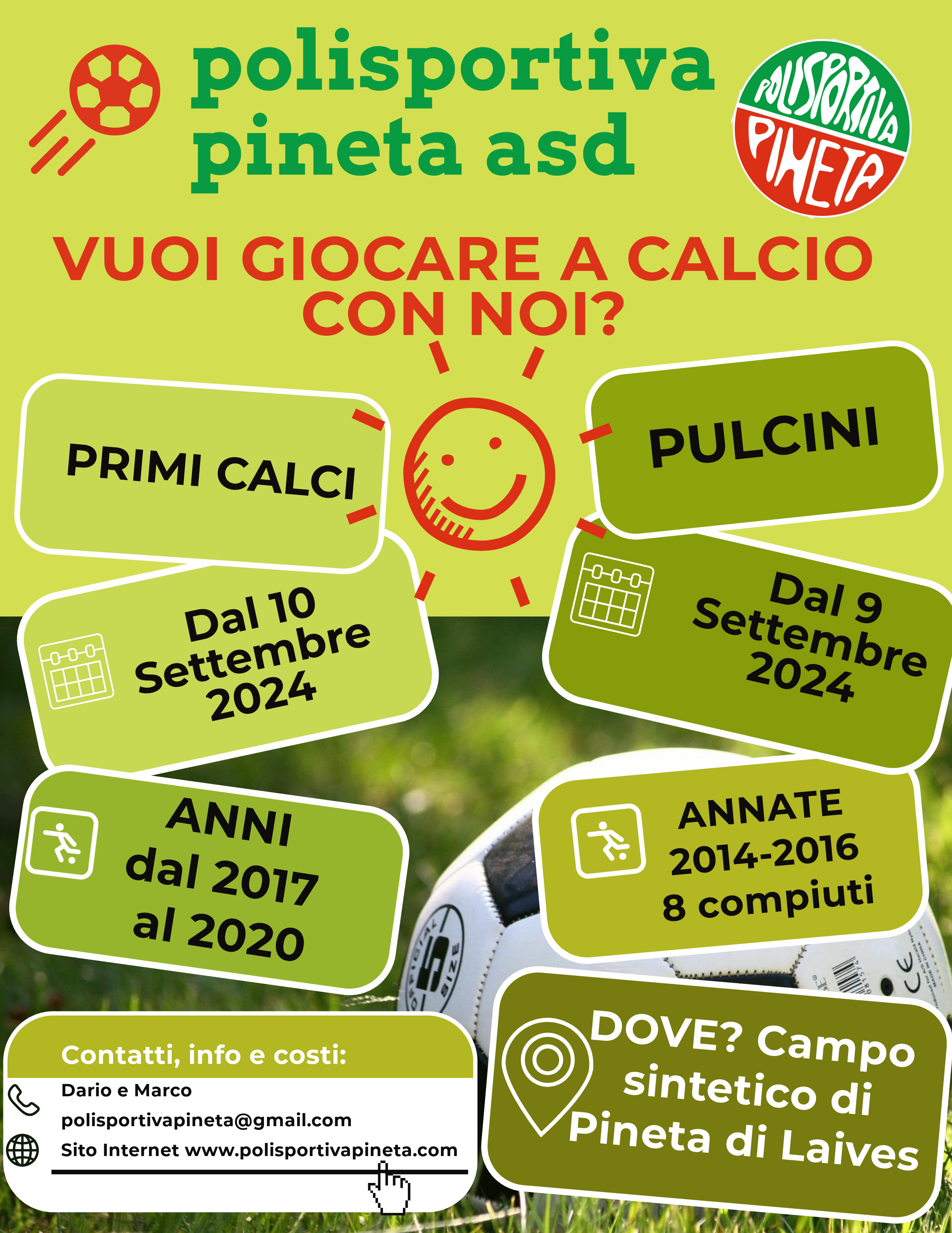 Attività CALCIO – NUOTO – YOGA in partenza stagione 2024 – 2025