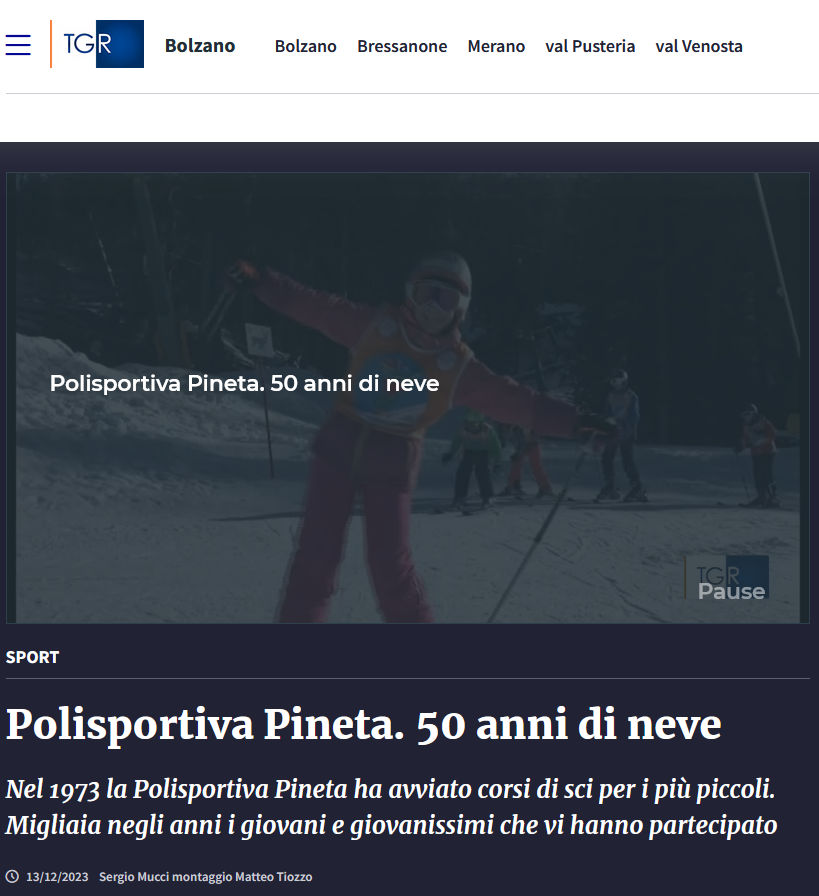 TGR 13/12/2023 Polisportiva Pineta 50 anni a Obereggen